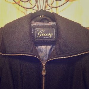 Guess Boiled Wool A-Lined Peacoat